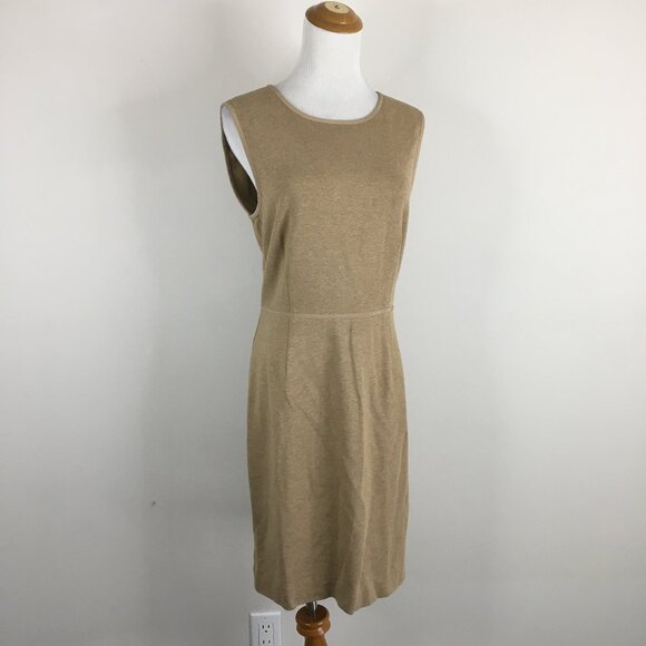 TRINA TURK Beige/Caramel Silk Trim Sleeveless Lined Sheath/Shift Dress - Picture 1 of 8